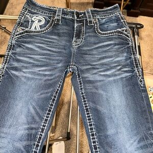 Men’s Rock Revival Kazane Slim Boot Stretch Jeans- 29”waist-32”inseam buckle exc